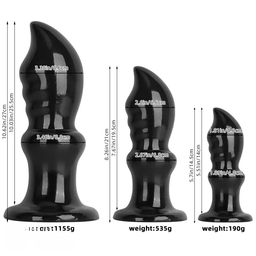 5.7in 8.26in 10.62in Black PVC Sword Large Anal Dilation Training Dildo