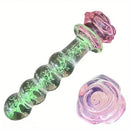 5.7in Glowing Glass Anal Dildo With Rose Base Dildo For Prostate Massage