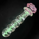 5.7in Glowing Glass Anal Dildo With Rose Base Dildo For Prostate Massage