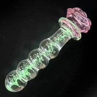 5.7in Glowing Glass Anal Dildo With Rose Base Dildo For Prostate Massage