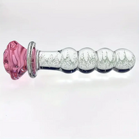 5.7in Glowing Glass Anal Dildo With Rose Base Dildo For Prostate Massage