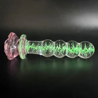 5.7in Glowing Glass Anal Dildo With Rose Base Dildo For Prostate Massage