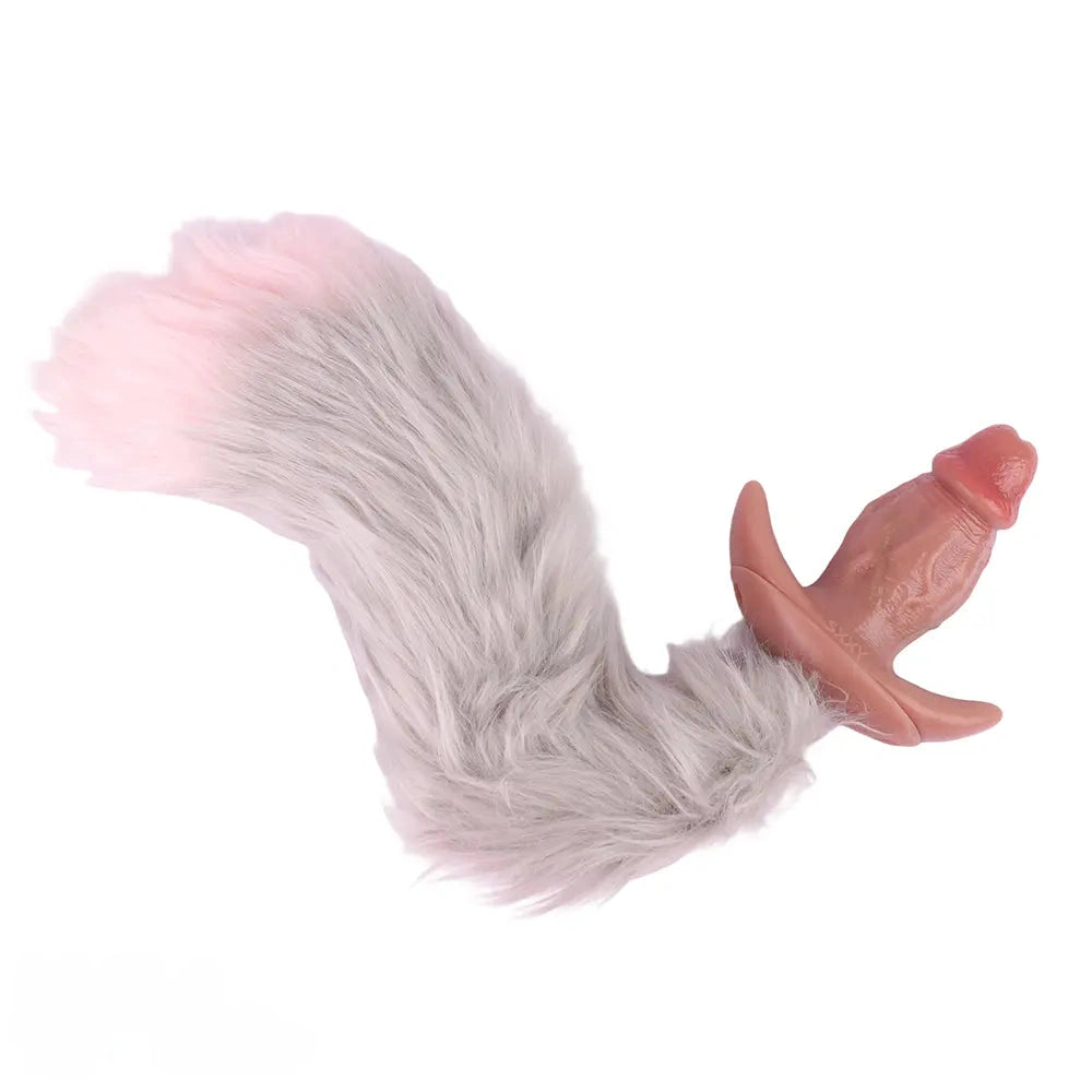 5.7in Male Using 10 Frequency Vibration Role Play Dildo Tail Butt Plug