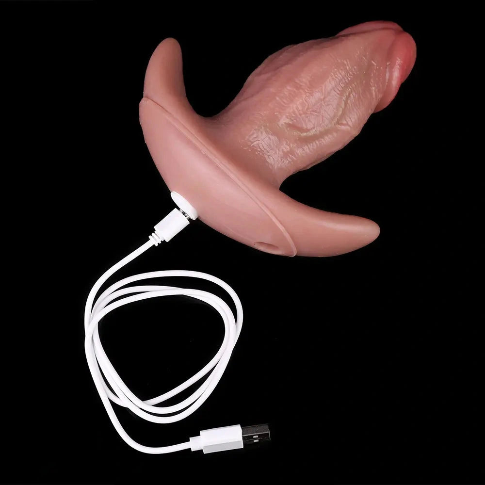 5.7in Male Using 10 Frequency Vibration Role Play Dildo Tail Butt Plug