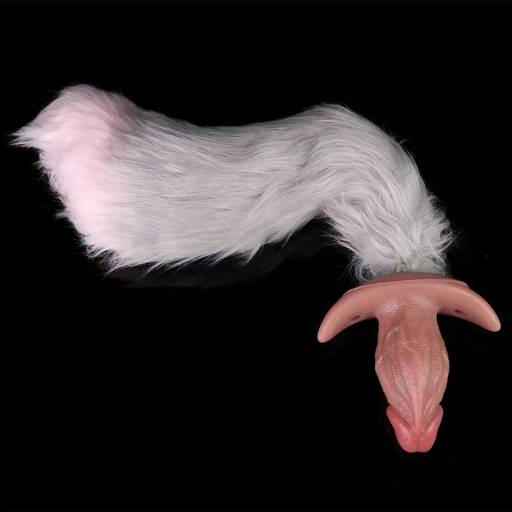 5.7in Male Using 10 Frequency Vibration Role Play Dildo Tail Butt Plug
