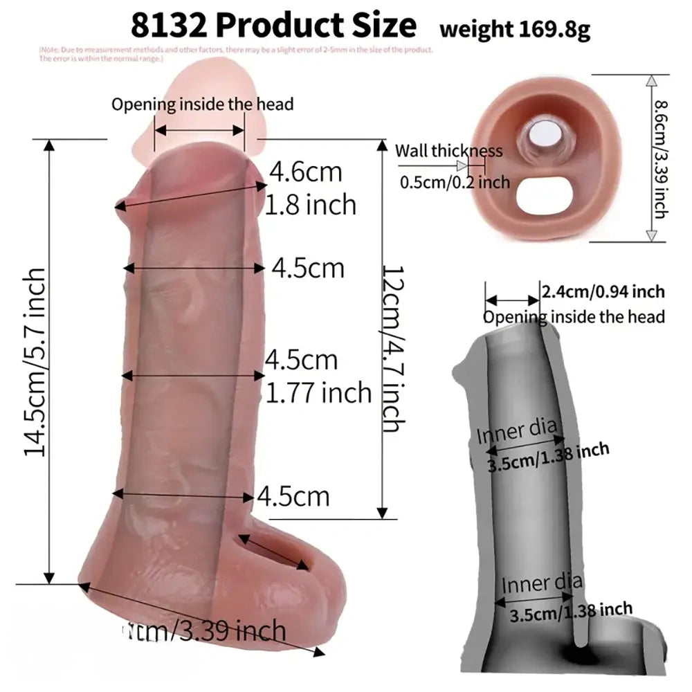 5.7in Realistic Liquid Silicone Cock Sleeve Hollow Soft Women Dildo