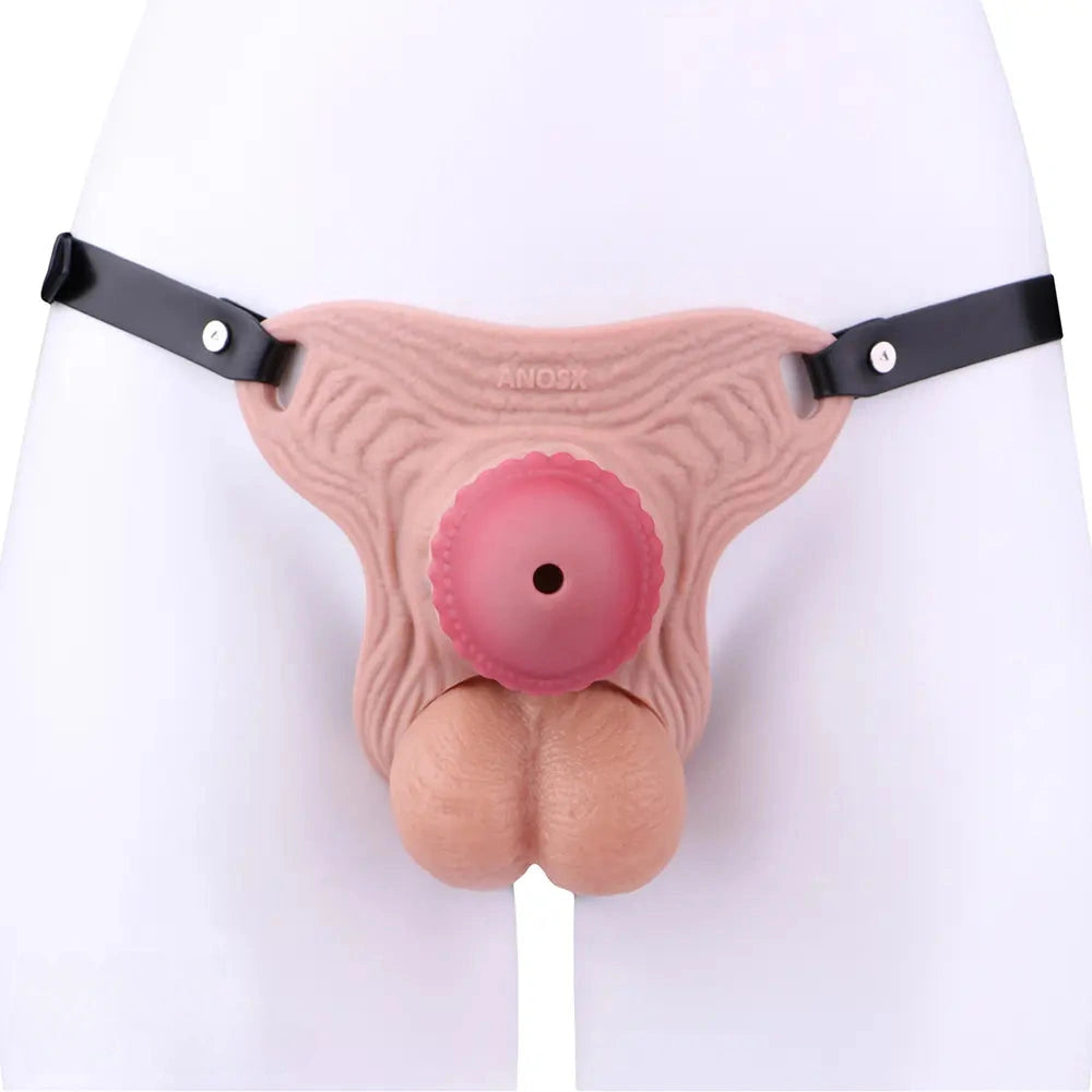 5.7in Silicone Horse Penis Cock Cage Strap on Chastity Dildo With Lock
