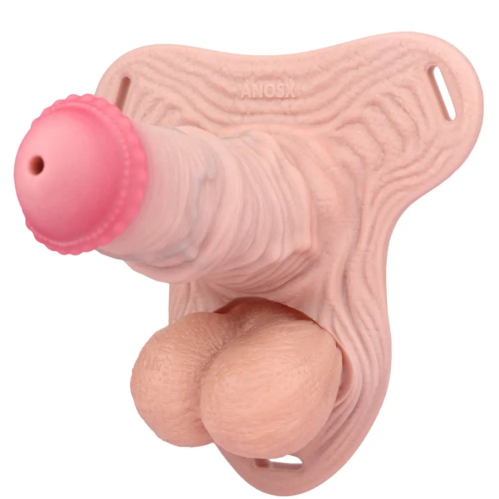 5.7in Silicone Horse Penis Cock Cage Strap on Chastity Dildo With Lock