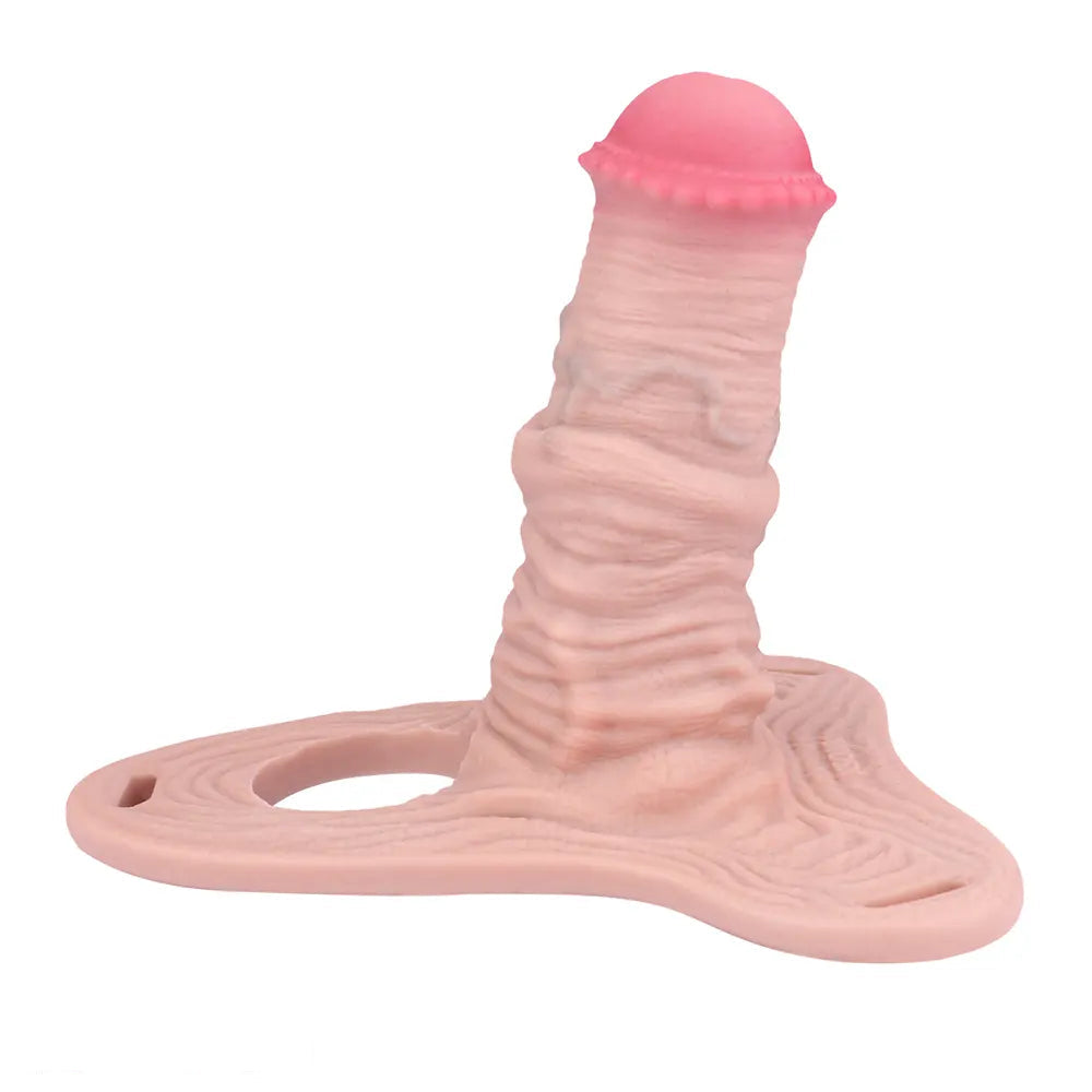 5.7in Silicone Horse Penis Cock Cage Strap on Chastity Dildo With Lock