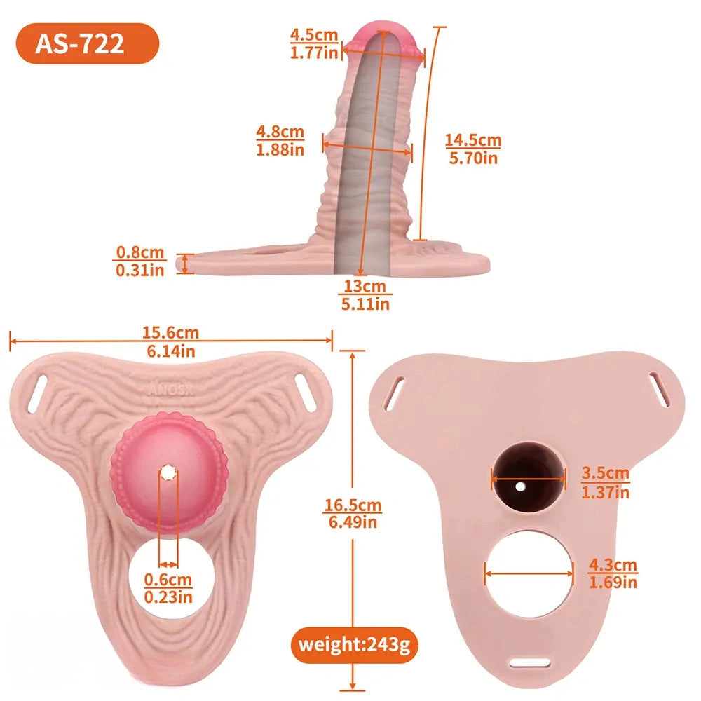 5.7in Silicone Horse Penis Cock Cage Strap on Chastity Dildo With Lock
