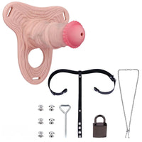 5.7in Silicone Horse Penis Cock Cage Strap on Chastity Dildo With Lock