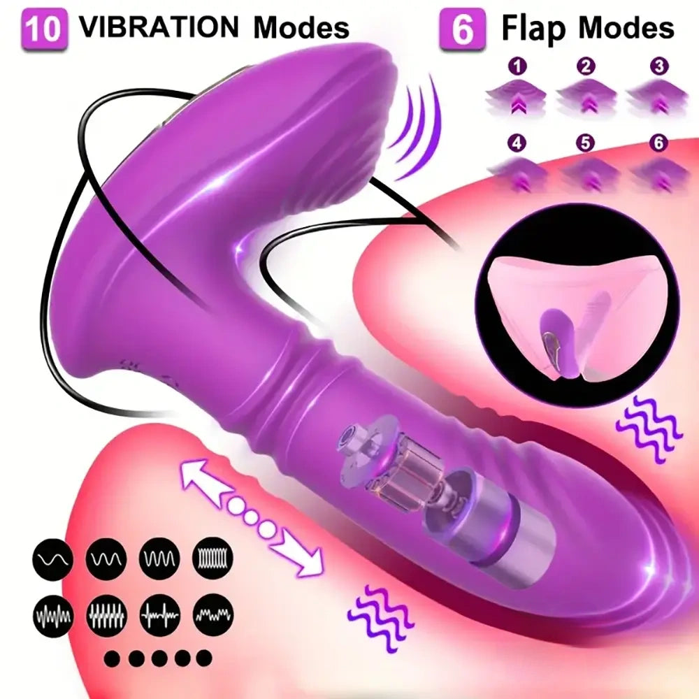 5.7in Vibrating Thrusting Flapping Wearable Dildo G Spot Vibrator