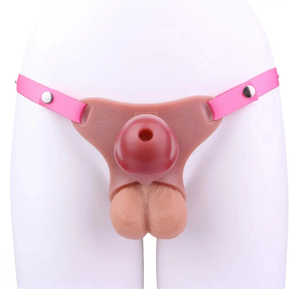 5.82in Real Hollow Strap on Silicone Cock Cage Dildo For Chastity Cock