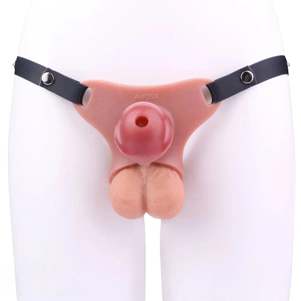 5.82in Real Hollow Strap on Silicone Cock Cage Dildo For Chastity Cock