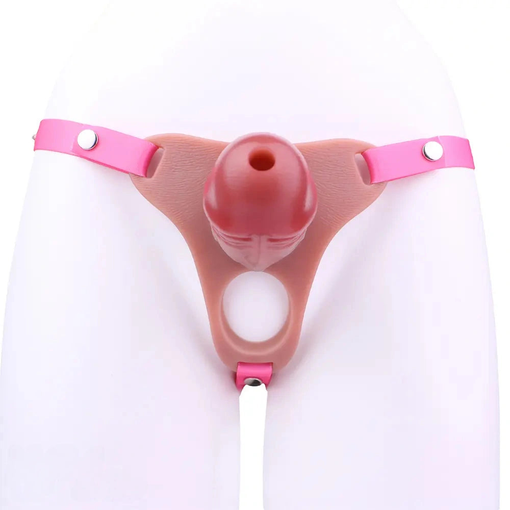 5.82in Real Hollow Strap on Silicone Cock Cage Dildo For Chastity Cock