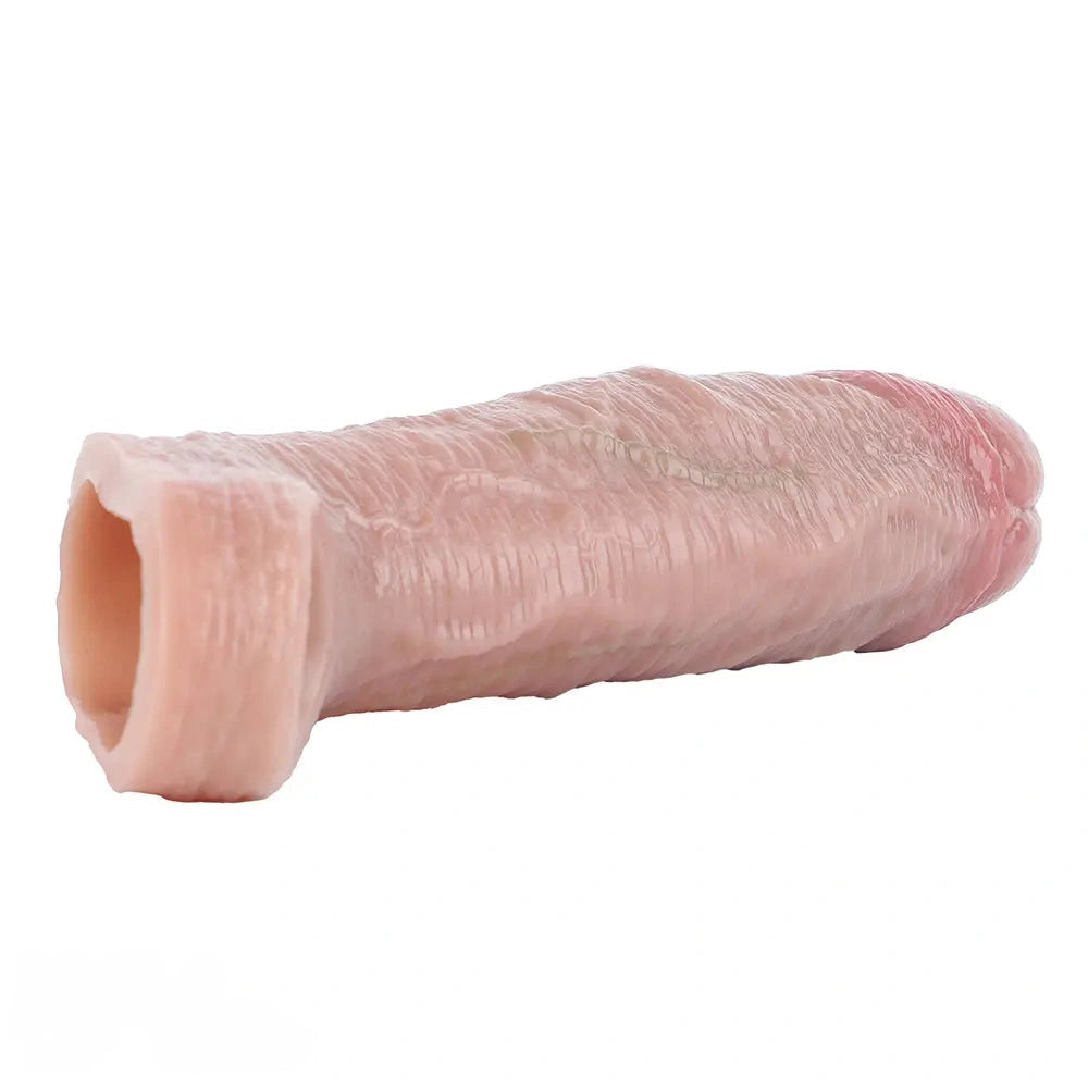 5.82in Uncut Real Silicone Soft Cock Sleeve Dildo Realistic Pleasure Device