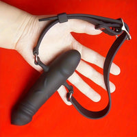 5.83in Double-Ended Silicone Face Dildo Gag with Adjustable Strap BDSM