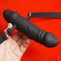 5.83in Double-Ended Silicone Face Dildo Gag with Adjustable Strap BDSM