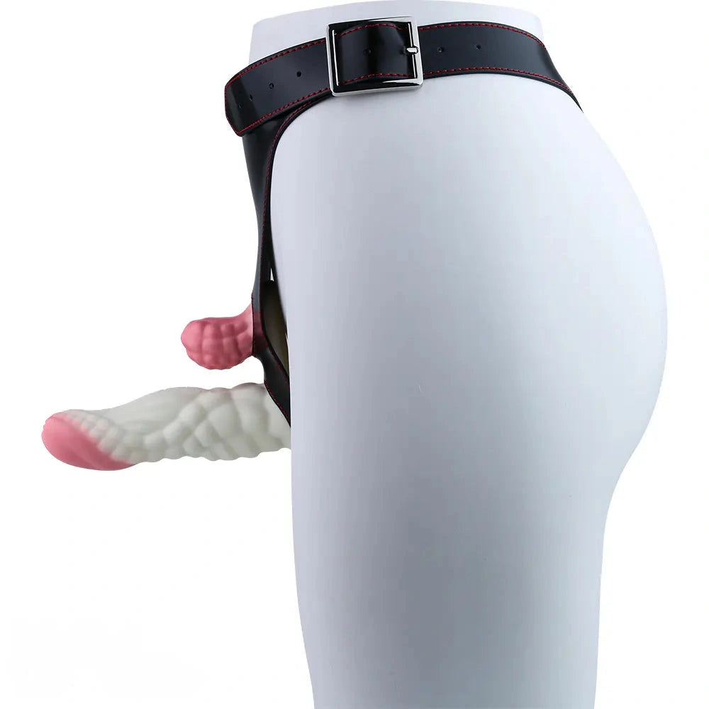 5.83in Dragon Scale Monster Wearable Strap on Vibrating Dildo For Women