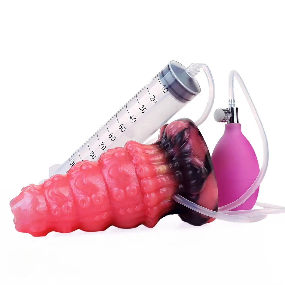 5.83in Fantasy Odd Silicone Soft Inflatable Spraying Water Dildo Anal Plug