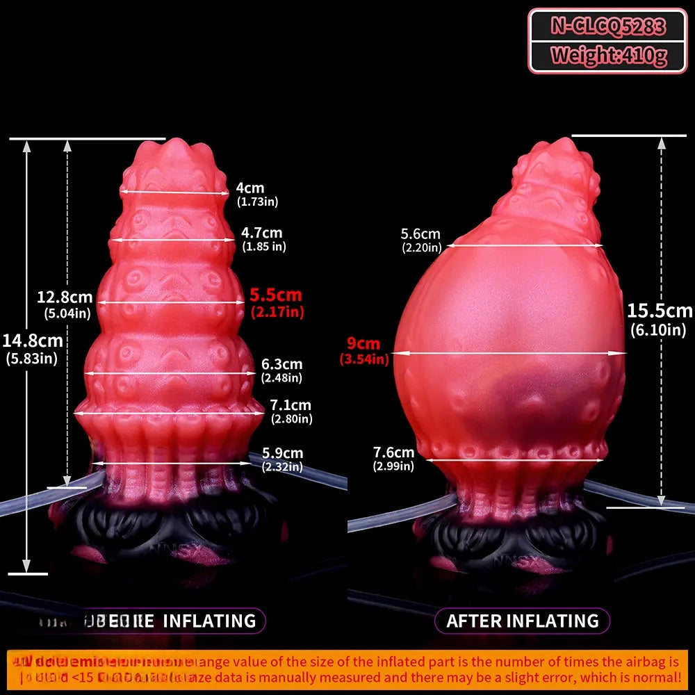 5.83in Fantasy Odd Silicone Soft Inflatable Spraying Water Dildo Anal Plug