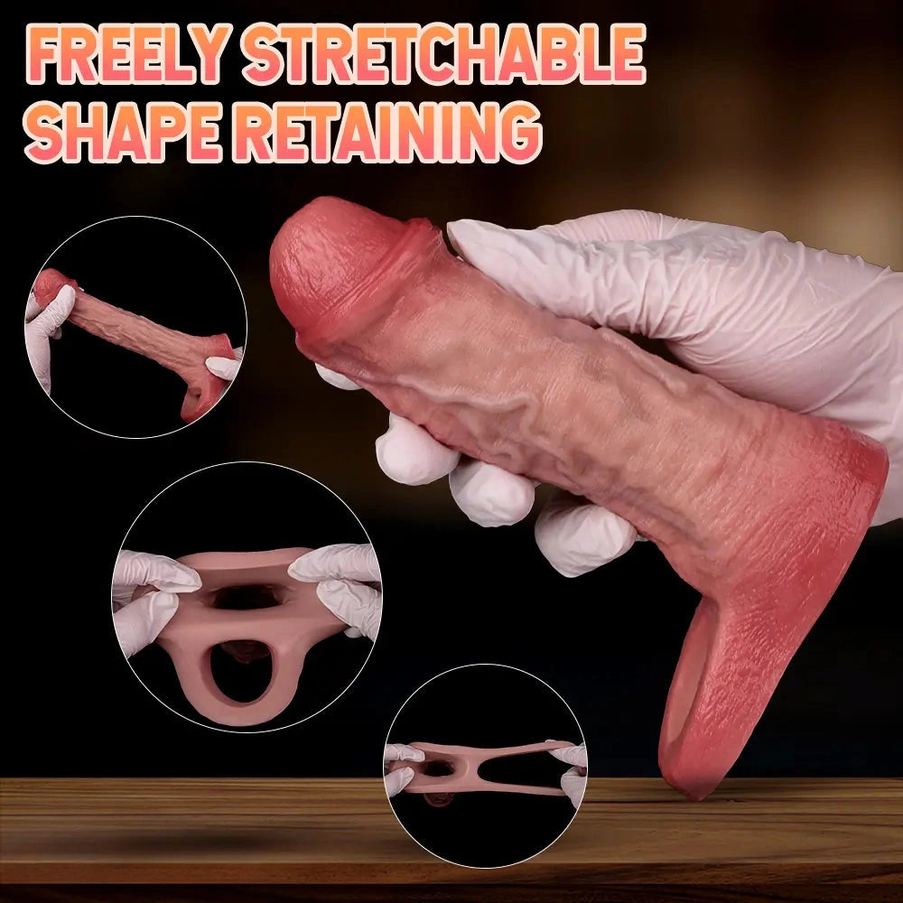 5.87in Liquid Silicone Hollow Cock Sleeve Dildo For Enlargement Thicken