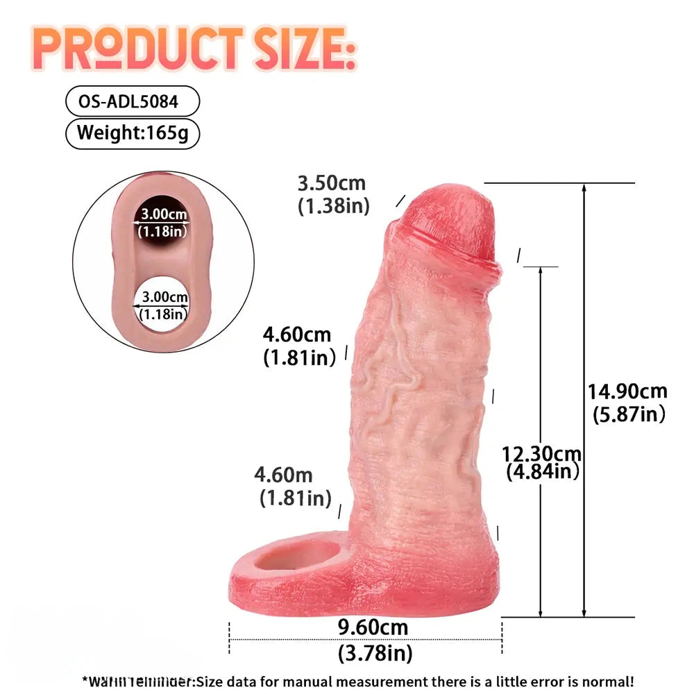5.87in Liquid Silicone Hollow Cock Sleeve Dildo For Enlargement Thicken