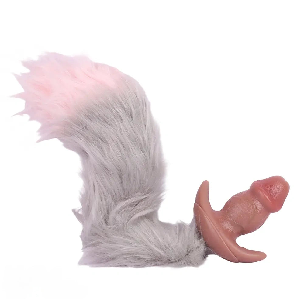 5.87in Small Automatic Vibrating Realistic Dildo Butt Plug Tail Mouth Gag