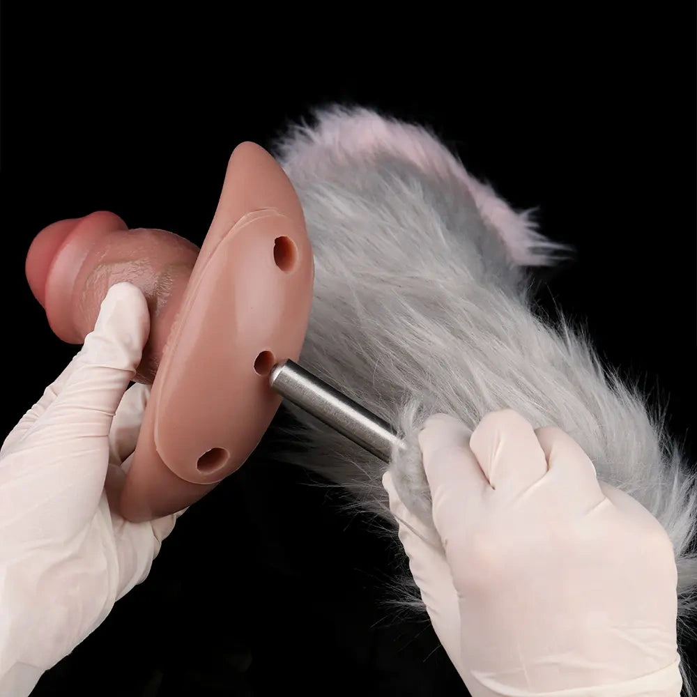 5.87in Small Automatic Vibrating Realistic Dildo Butt Plug Tail Mouth Gag