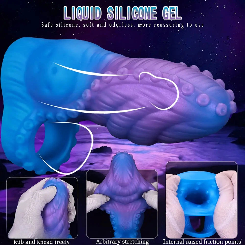 5.89in 6.29in 6.69in Monster Silicone Tentacle Sleeve Dildo For Enlargement