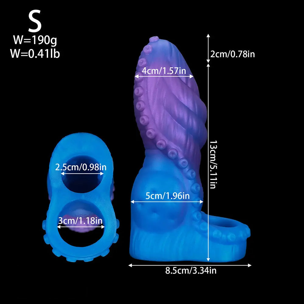 5.89in 6.29in 6.69in Monster Silicone Tentacle Sleeve Dildo For Enlargement