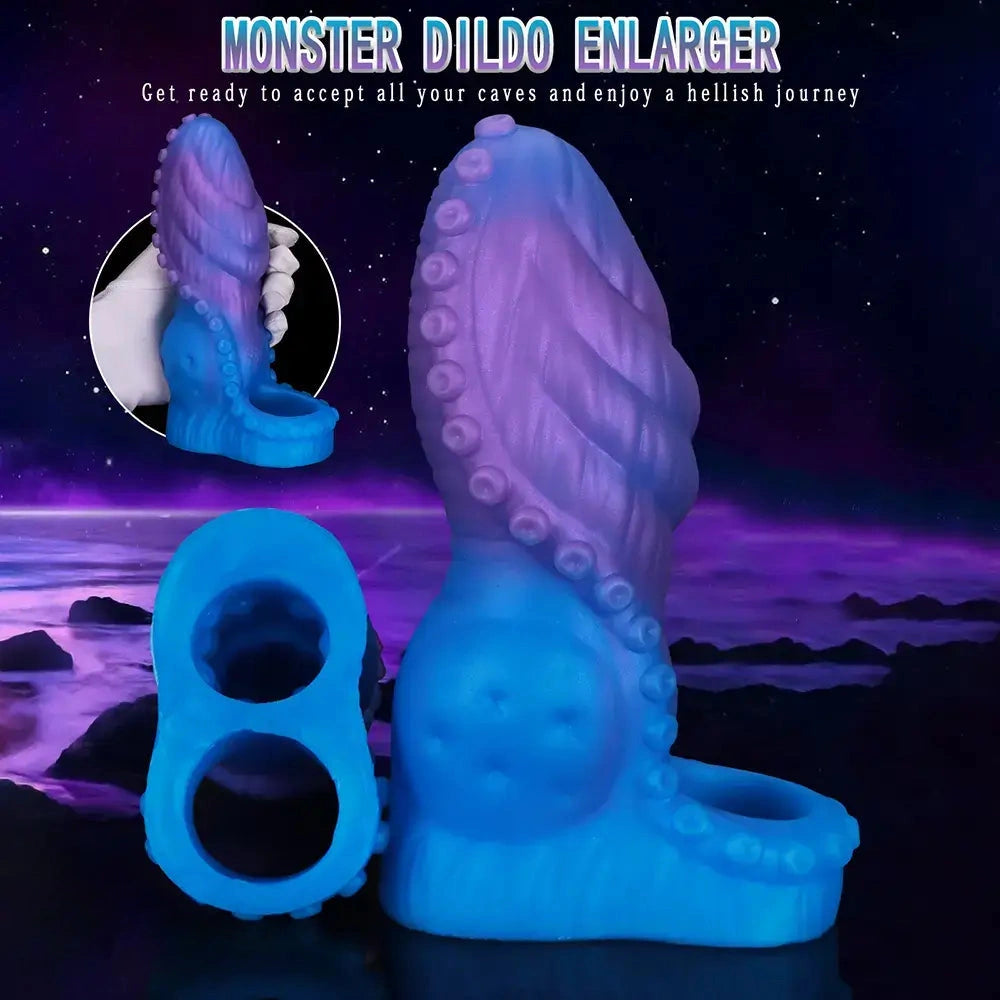 5.89in 6.29in 6.69in Monster Silicone Tentacle Sleeve Dildo For Enlargement