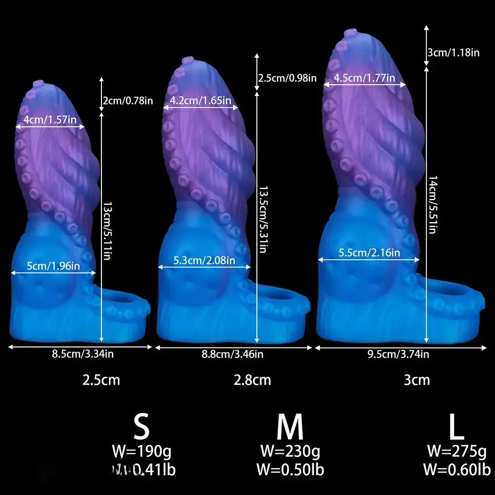 5.89in 6.29in 6.69in Monster Silicone Tentacle Sleeve Dildo For Enlargement
