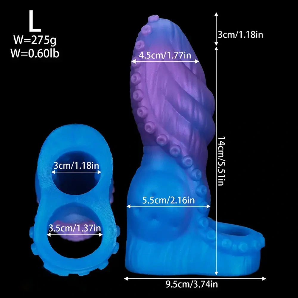 5.89in 6.29in 6.69in Monster Silicone Tentacle Sleeve Dildo For Enlargement