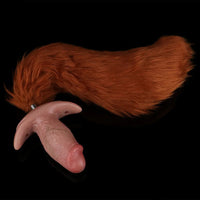 5.8in Hairy Penis 10 Frequency Vibration Role Play Dildo Tail Butt Plug