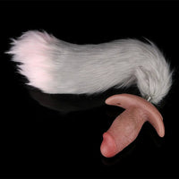 5.8in Hairy Penis 10 Frequency Vibration Role Play Dildo Tail Butt Plug