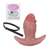 5.8in Vibrating Realistic Feeling Cock Dildo Butt Plug Tail Mouth Gag Toy