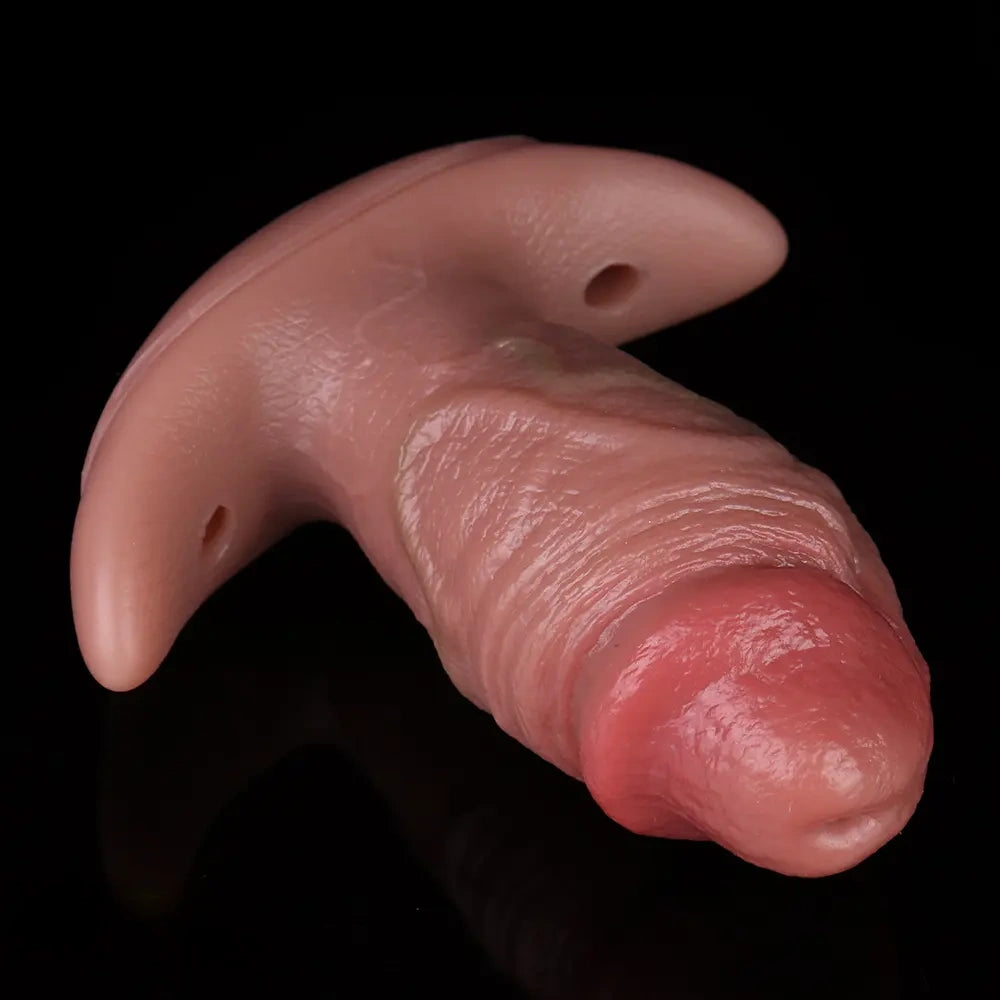 5.8in Vibrating Realistic Feeling Cock Dildo Butt Plug Tail Mouth Gag Toy