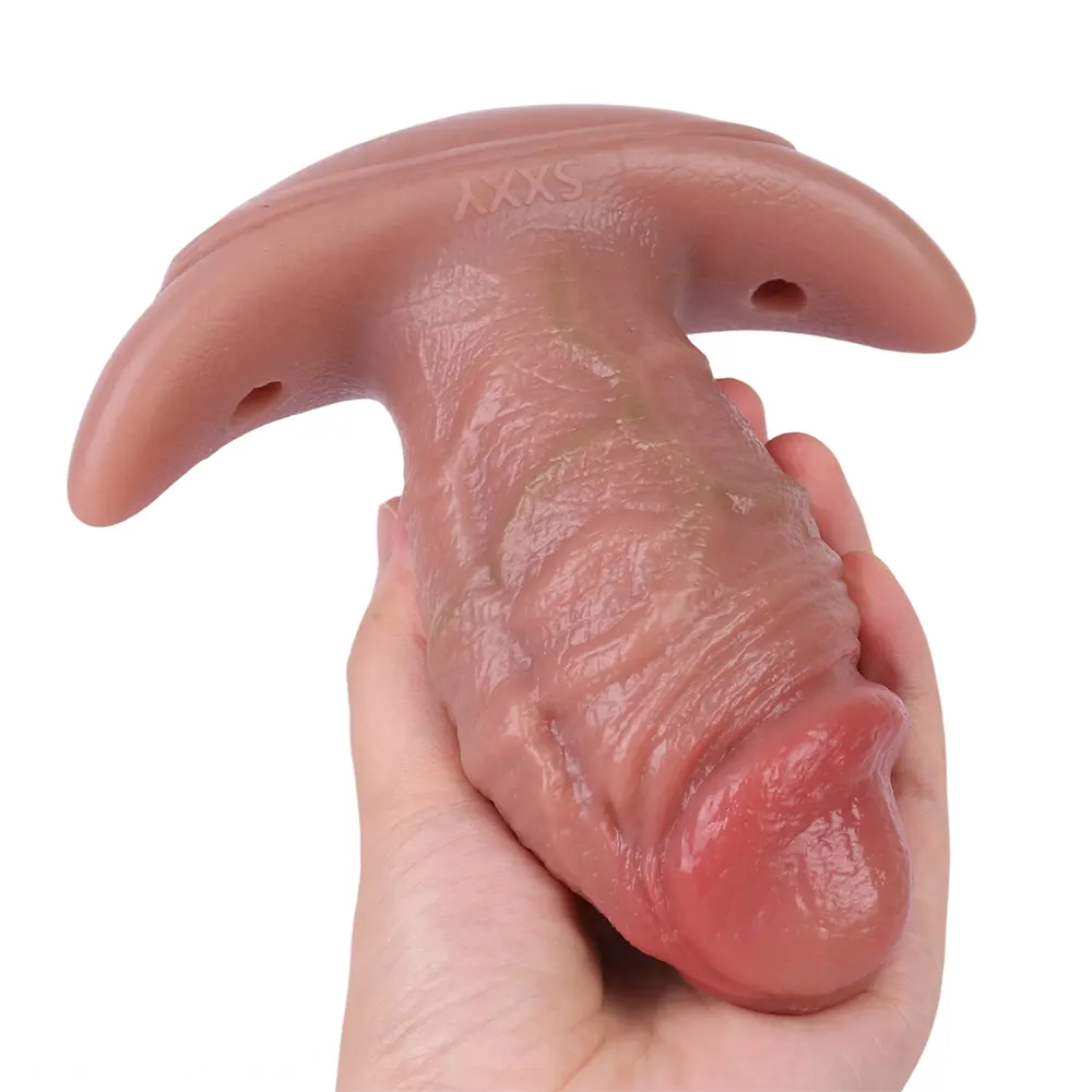 5.8in Vibrating Realistic Feeling Cock Dildo Butt Plug Tail Mouth Gag Toy
