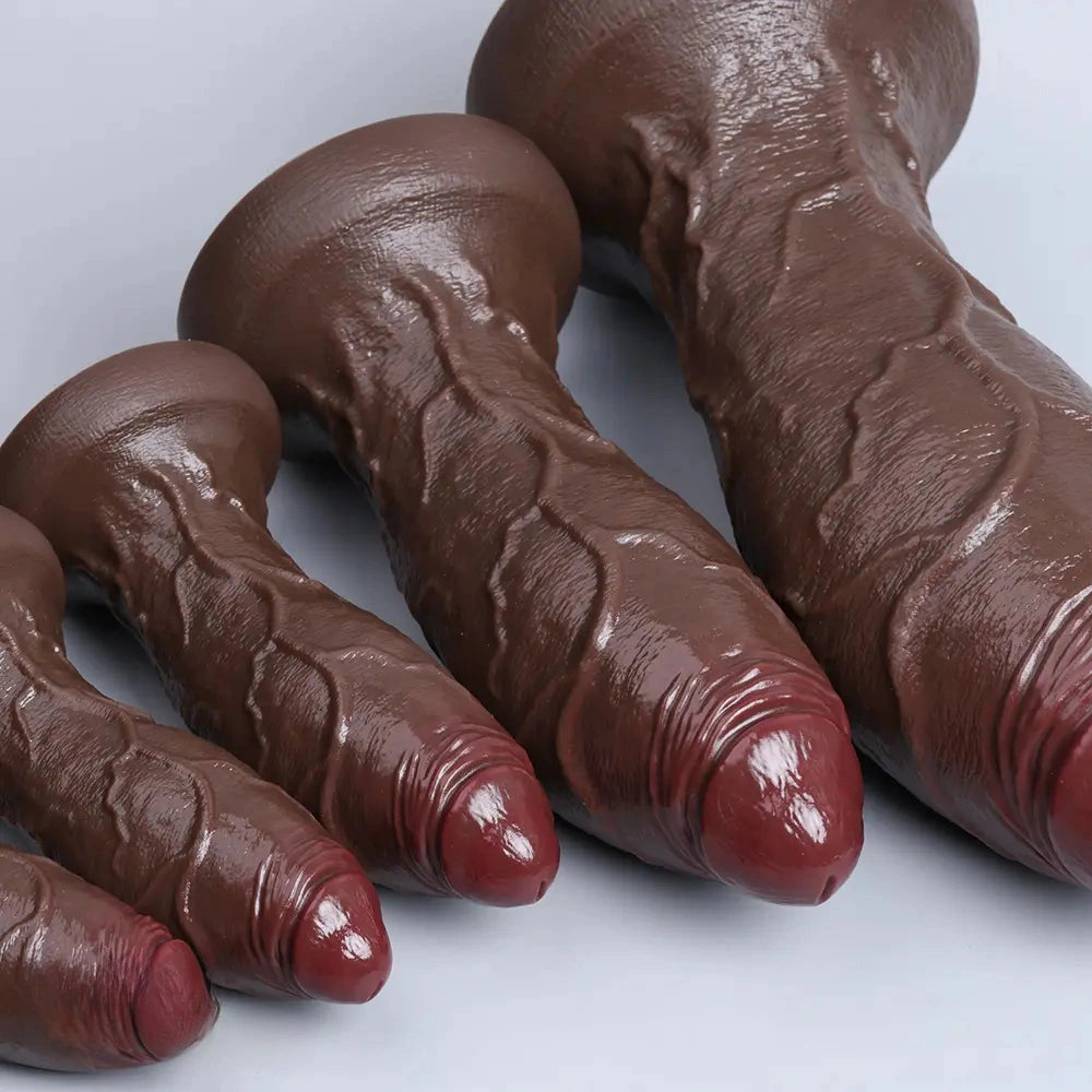 5.91in 6.3in 7.09in 9.45in 11.81in Big Ebony Thick Silicone Lifelike Dildo