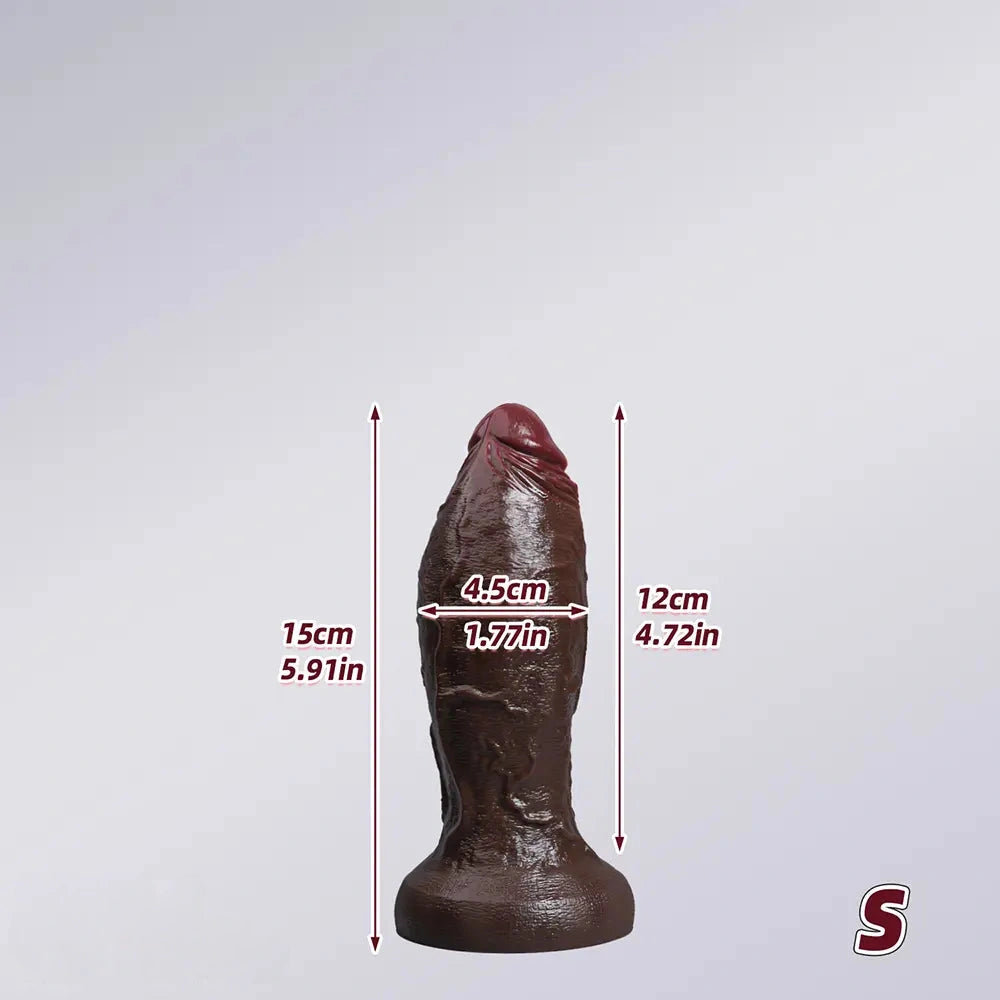 5.91in 6.3in 7.09in 9.45in 11.81in Big Ebony Thick Silicone Lifelike Dildo