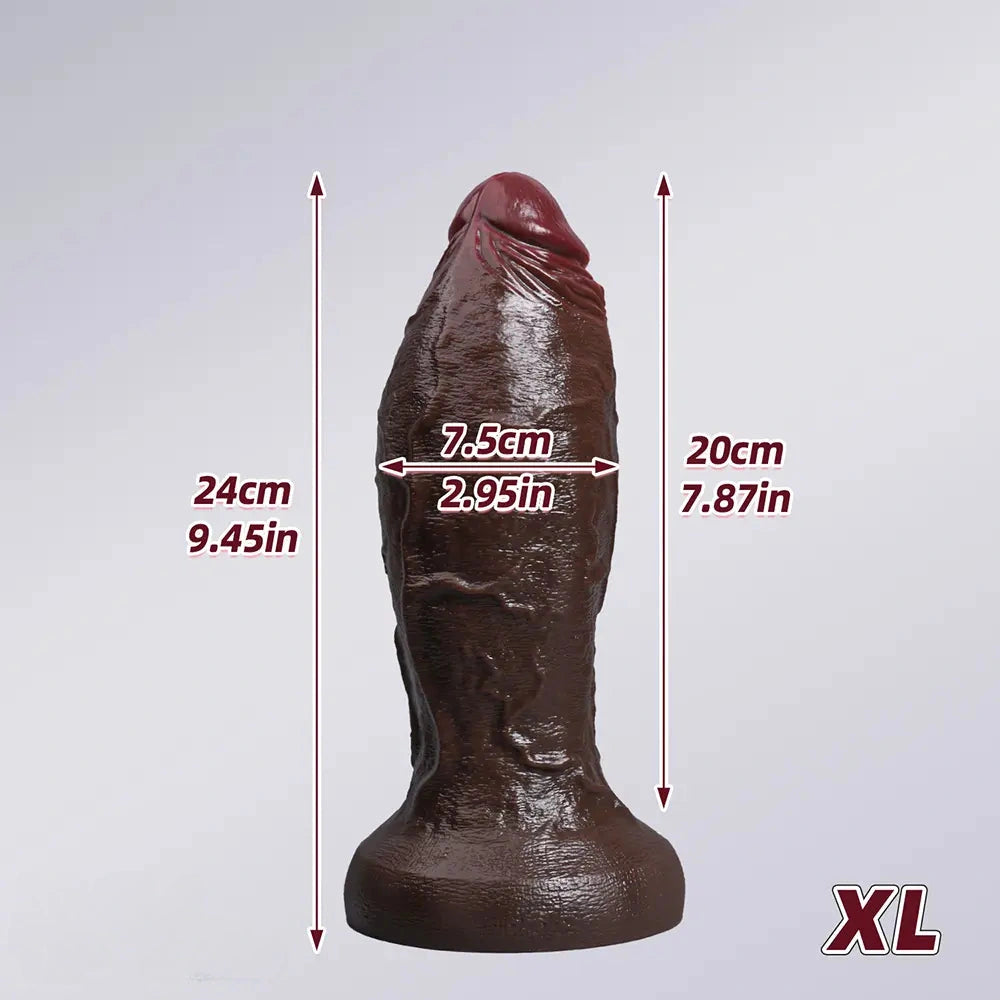 5.91in 6.3in 7.09in 9.45in 11.81in Big Ebony Thick Silicone Lifelike Dildo