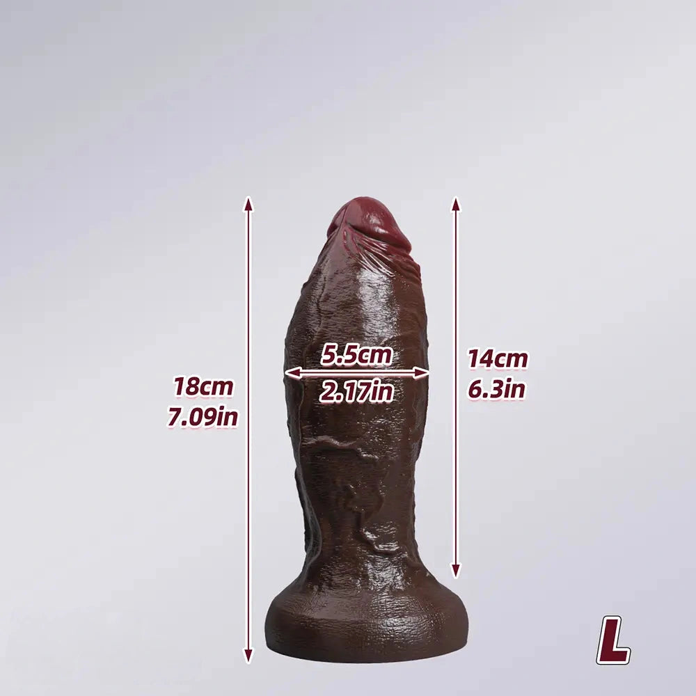 5.91in 6.3in 7.09in 9.45in 11.81in Big Ebony Thick Silicone Lifelike Dildo