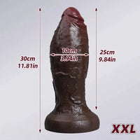 5.91in 6.3in 7.09in 9.45in 11.81in Big Ebony Thick Silicone Lifelike Dildo