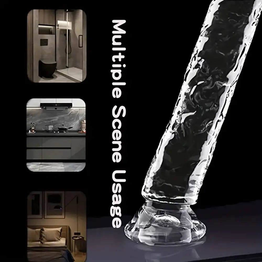 5.91in 6.5in 7.09in 7.68in Clear Dildo For Prostate Intimate Pleasure