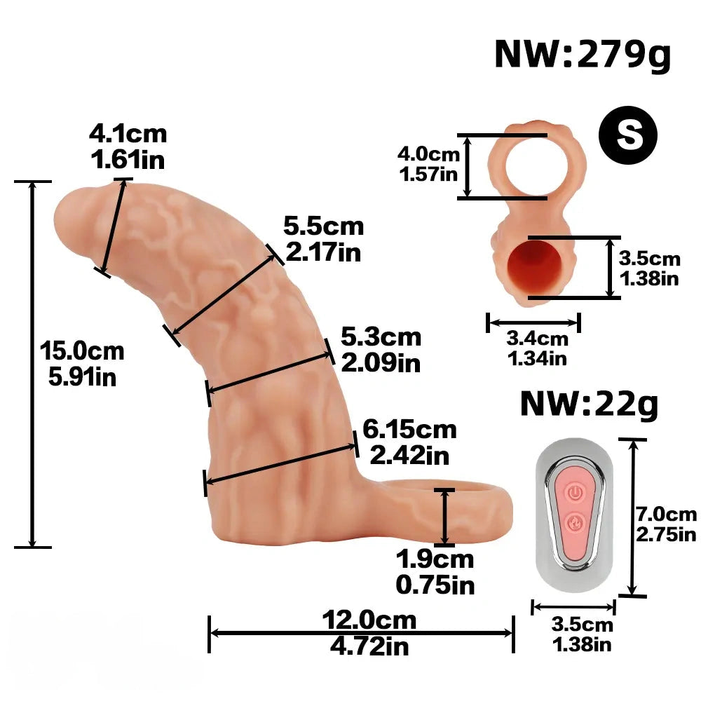 5.91in 6.69in Vibrating Cock Sleeve Dildo With Cock Ring For Gay Men