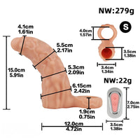 5.91in 6.69in Vibrating Cock Sleeve Dildo With Cock Ring For Gay Men