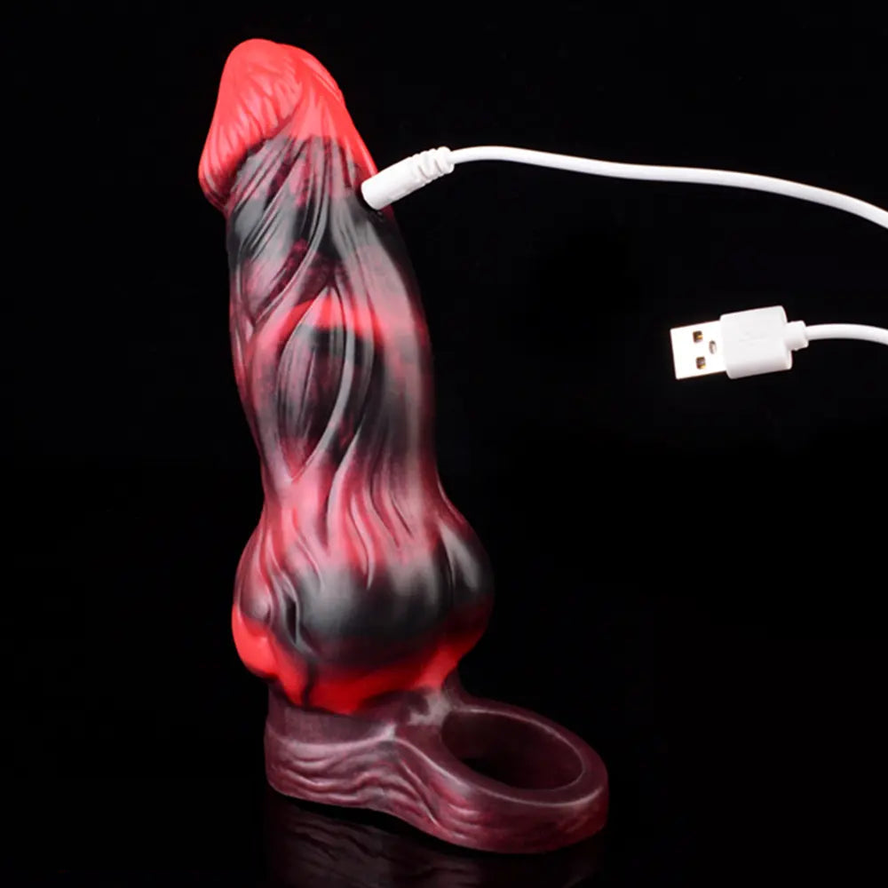 5.91in 7.17in Silicone Cock Sleeve Soft Vibrating Hollow Fantasy Odd Dildo