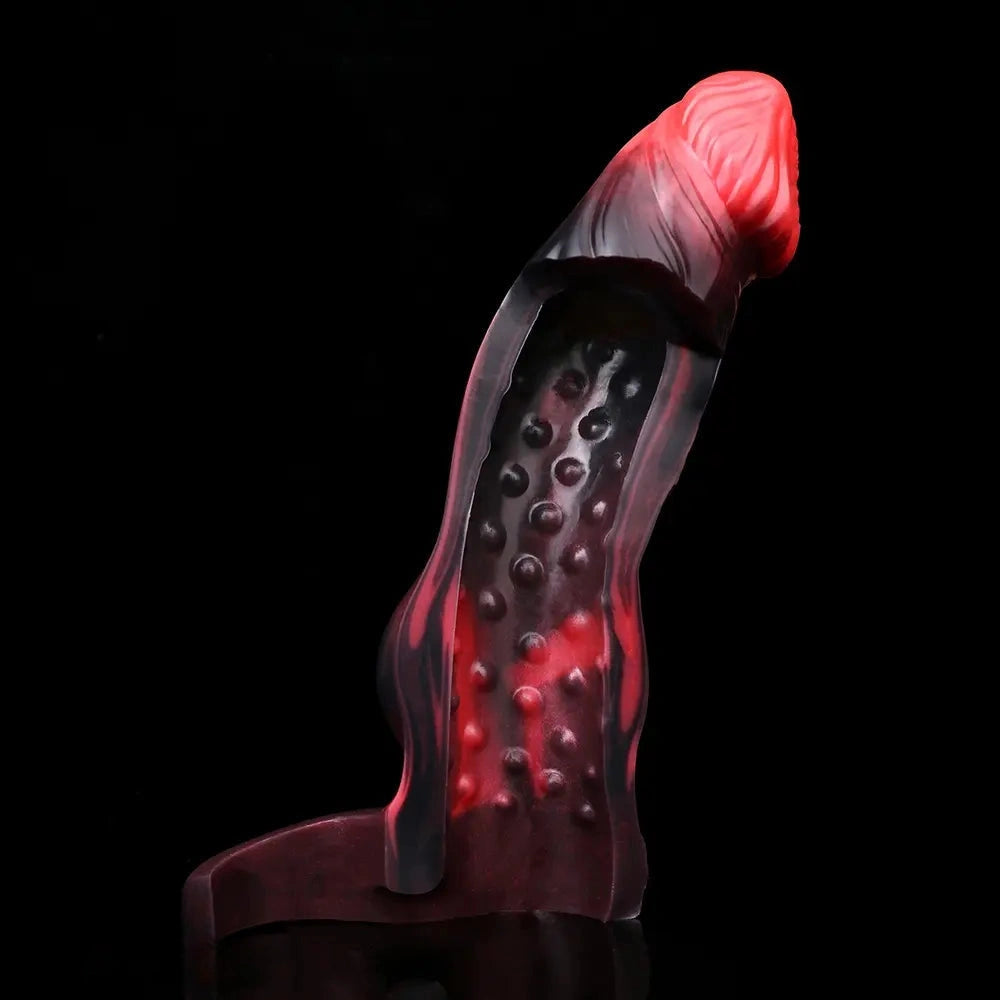 5.91in 7.17in Silicone Cock Sleeve Soft Vibrating Hollow Fantasy Odd Dildo