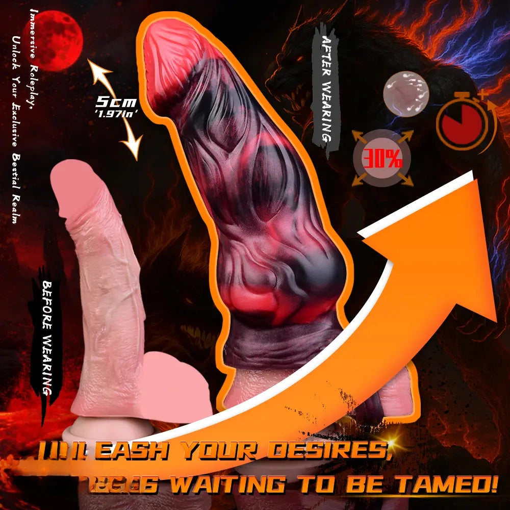 5.91in 7.17in Silicone Cock Sleeve Soft Vibrating Hollow Fantasy Odd Dildo